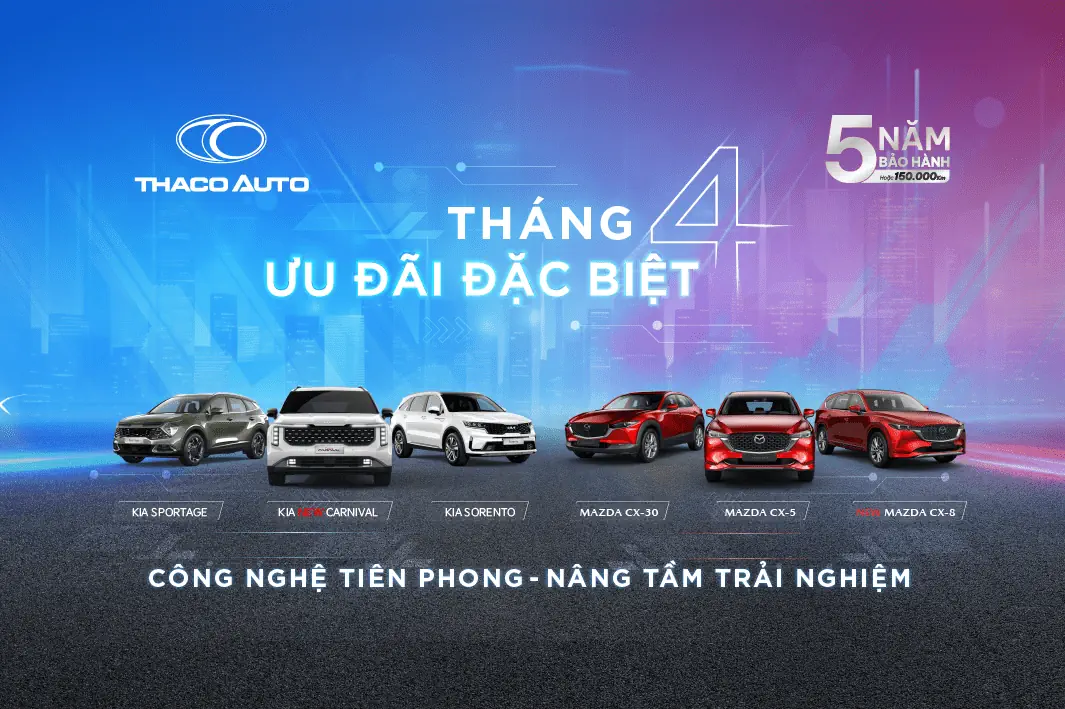 MỪNG LỄ 30/4 & 01/05 - THACO AUTO ƯU ĐÃI ĐẶC BIỆT DÀNH CHO KHÁCH HÀNG MUA XE KIA & MAZDA